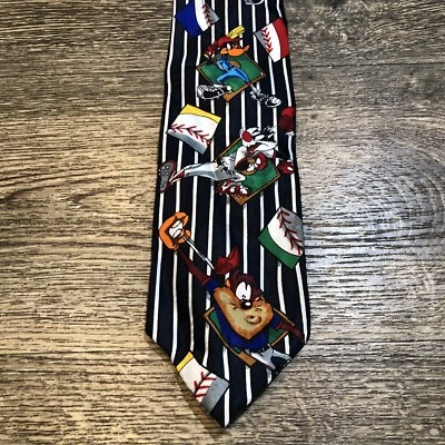 Corbata de cuello vintage 1993 Looney Tunes Mania béisbol deportes poliéster 🚚GRATIS📦 Foto 1 de 4