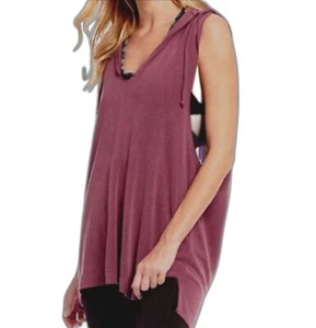 NWT$78 Free People Movement Baja Sleeveless Hoodie in Wine Size Medium - Picture 1 of 12