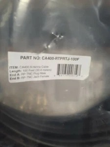 Antenna Cable 100' RP-TNC Male to RP-TNC Female P/N CA-400 RTPTJ100F - Picture 1 of 3