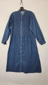 L.L. Bean Women's 10 Petite Blue Cotton Denim Button Up Jean Dress - Picture 1 of 11