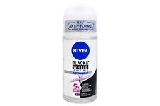 3 x 50ml Nivea Black & White invisible roll-on deodorant antiperspirant