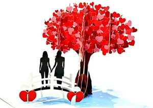 Lesbian 3D Greeting Card - Pop up greeting card for Wedding, Anniversary , love - Picture 1 of 4