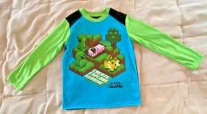MOJANG MINECRAFT EARTH Boys Long Sleeve Multicolor Pajama Top Size 8 - Picture 1 of 8