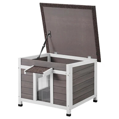 VEVOR Outdoor Cat House Wooden Feral Cat Shelter with Roof Door Flaps & Window - Image 1 of 4