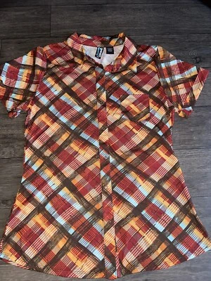 Top informal de manga corta con botones a presión Weavers para mujer talla XL poliéster Foto 1 de 4