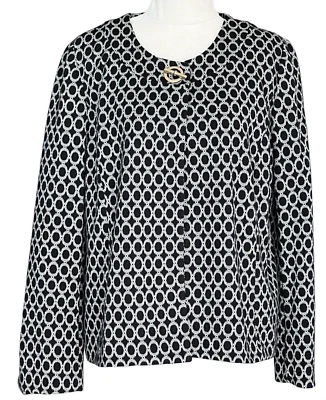 Charter Club Jacket Size L Swing Black Grey  Long Sleeves Lined Gold Toggle - Image 1 of 4