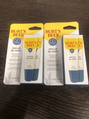 Paquete de 2 tratamientos de alivio labial de rescate Burt's Bees cera de abejas cúrcuma vitamina E Foto 1 de 2