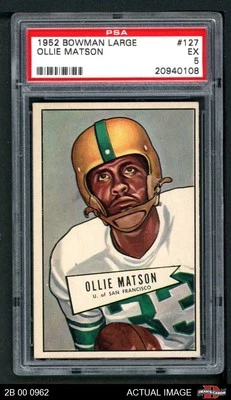 1952 年 Bowman 大号 #127 Ollie Matson 红雀队-FB 短版名人堂 RC S PSA 5 - EX — 第 1/2 张图片