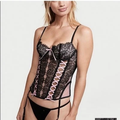 VICTORIA’s SECRET DREAM ANGELS WICKED UNLINED LACE UP PUSH UP CORSET TOP size XL - Image 1 of 4