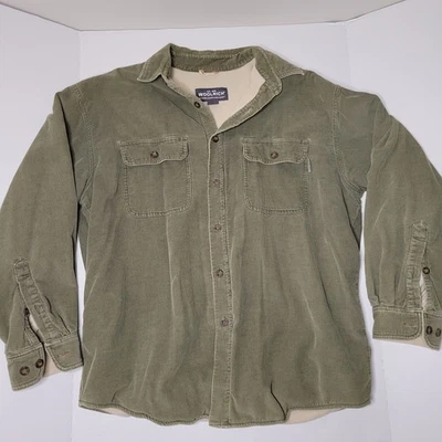 Vintage Woolrich Corduroy Jacket Sherpa Lined Olive Green Men’s Size L Collared - Image 1 of 4