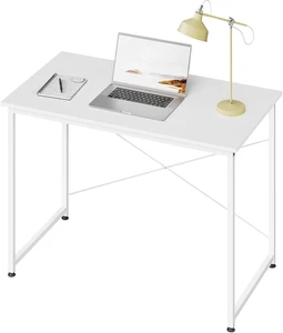 Scrivania Salvaspazio, Tavolo Da Lavoro 100X50Cm, Bianca, Scrivania per Computer - Foto 1 di 12