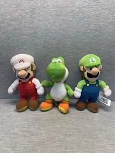 Super Mario Brothers Lot 3 Plush Stuffed Animals Fireball Mario Luigi Yoshi 10" - Picture 1 of 10