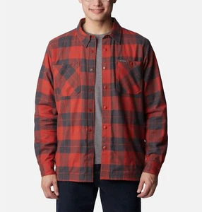 Columbia Cornell Woods Fleece Lined Men's Size L Large Shirt Red Jacket #7849 - Picture 1 of 12