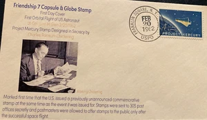 US Space FDC 1962 FRANKLIN SQUARE NY Project Mercury Charles Chickering Cachet - Picture 1 of 5