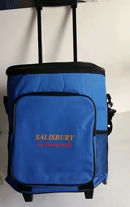 Rolling Insulated Soft Cooler On Wheels Blue Adj. Shoulder Strap 13 1/4x11x8.5" - Picture 1 of 11