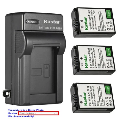 Cargador de pared de CA de batería Kastar para batería Nikon 4241 EN-EL25 ENEL25 EN-EL25a Foto 1 de 4