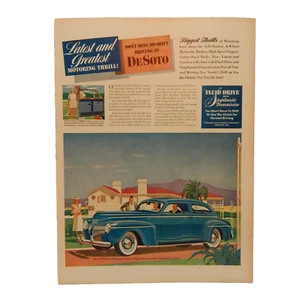 DESOTO DELUXE SEDÁN 6 PASAJEROS CHRYSLER CORP. 1941 ANUNCIO A COLOR - Imagen 1 de 1