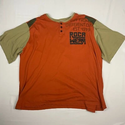Camiseta Rocawear Big N Tall 6XB Cuello 3 Botones Naranja Beige Manga Corta Algodón Foto 1 de 4