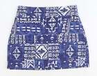 Hollister Damen blau geometrisch Baumwollbandagenrock Größe S