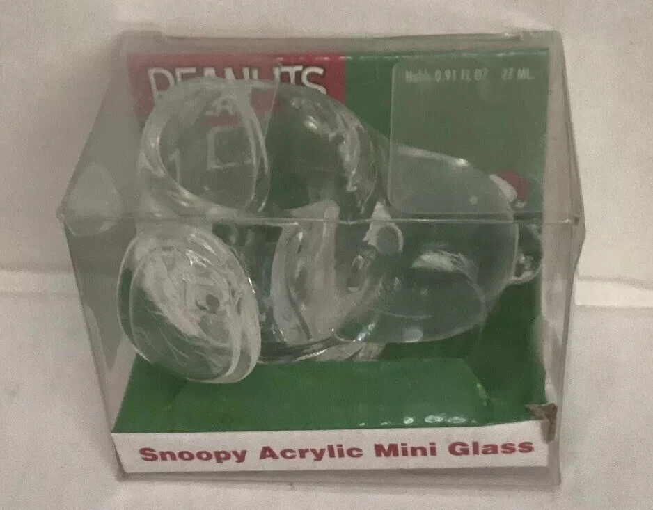 Peanuts Snoopy Charlie Brown Christmas Acrylic Mini Shot Glass 0.9 oz 2 Pc