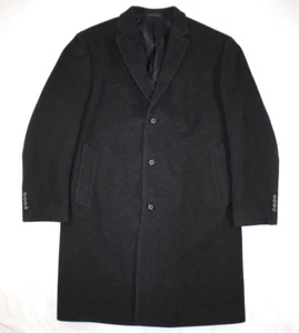 Chaps Ralph Lauren Coat Mens 46 Long Wool Blend Topper Overcoat Mid Length Black - Picture 1 of 13