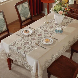 Vintage Embroidered Lace Floral Tablecloth Table Cover Wedding Banquet Decor - Picture 1 of 52