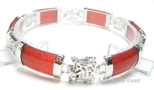 PULSERA DE JADE ROJO 18K WGP 7,5" 6 PIEZAS CON SÍMBOLO - Imagen 1 de 1