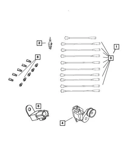 Genuine Mopar 2003-2006 Dodge Ram 1500 Spark Plug Wiring Harnesses 5029644AA - Image 1 of 1