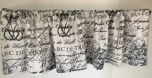 VALANCE French Theme White Gray Black Design Custom Made Valance 53 x 14 - Picture 1 of 3