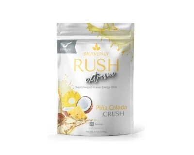Bravenly RUSH EXTREME Vitamin Energy Drink Piña Colada 28 porciones en polvo NUEVO Foto 1 de 4