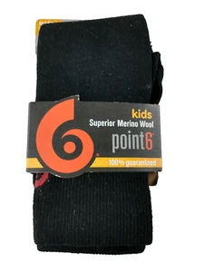 Point 6 Kids Ultra Light Socks Solid Black fits Shoe Size 9 to 11.5 Marino Wool - Picture 1 of 5