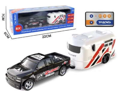 RC Micro 1/64 PICKUP TRUCK XTRA Cab W/ Trailer + LED RC Truck 2.4ghz *BLACK* - Image 1 of 4