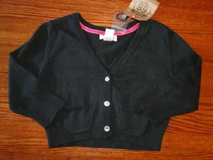 NWT Route 66 navy blue girl's sweater cardigan L 10/12 cropped jacket 3/4 sleeve - Picture 1 of 1