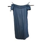 Cloth and Stone Womens Mini Dress Chambray 100% Tencil Off Shoulder Size XS Blue