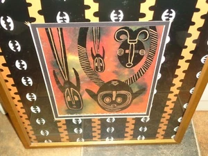 VTG PIER 1 IMPORTS EXOTIC TIKI TRIBAL AFRICAN MASK TIKI WALL HANGING ART PICTURE - Picture 1 of 12