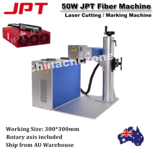 JPT 50W LP Fiber Laser Marking 300*300mm D80 Rotary EZCAD LightBurn Compatible - Foto 1 di 12
