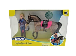 Breyer Classics Collection #61114 English Horse and Rider Blonde Girl Brown Pony - Picture 1 of 24