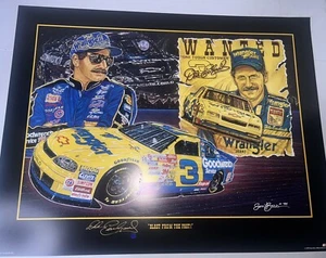 Dale Earnhardt Sr Autographed Sam Bass signed 31" X 24" Print - COA! Nascar HOF! - Picture 1 of 5