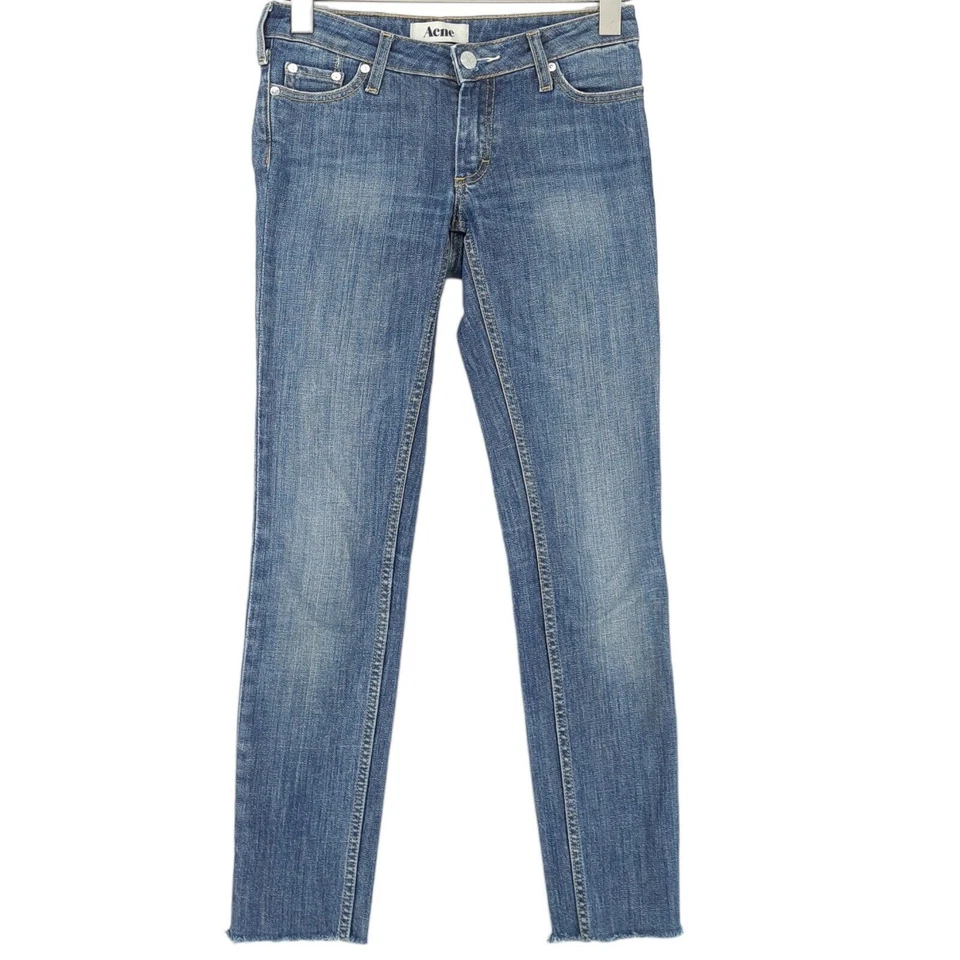 ACNE Hex/Le Blue Jeans Slim Fit Raw Hems Stretch Womens Kv5 Size W26 L32 Foto 1 de 4