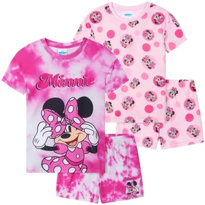 Disney Girls Minnie Mouse Pyjama Set 2 Pack PJ Short Sleeve Sleepwear Nightwear - Picture 1 of 6