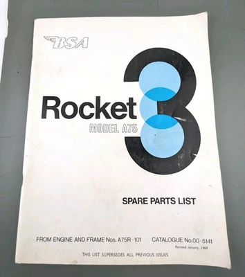 Lista de repuestos BSA Rocket 3 modelo A75.  Catálogo Publicidad Moto  Foto 1 de 4
