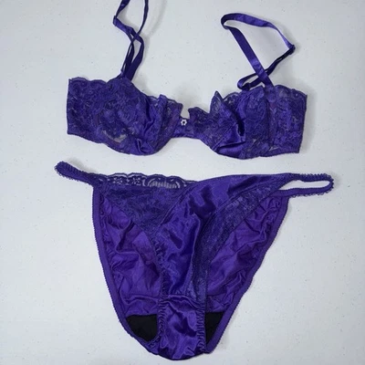Christian Dior Intimates Mujer’s Vintage Sujetador Panty Set Púrpura Encaje Talla 36B/L Foto 1 de 4