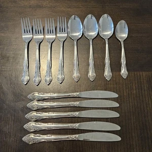 Rogers Co Stainless Korea Dream Rose Flatware Mixed Lot 13 Pieces - Picture 1 of 22
