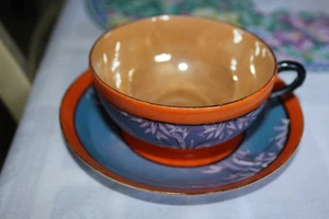 Cup & Saucer orange and blue - Picture 1 of 1