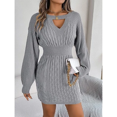Sexy Vestido Suéter Bodycon Manga Larga Para Mujer Mini Recortado Otoño Invierno Foto 1 de 4