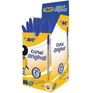 Pack of 50 Original Bic Pens Cristal Medium Ball Point Pen Biros 1.0mm Blue - Picture 1 of 1