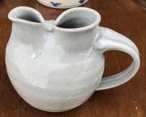 5.5" vintage studio pottery Dove Gray Pinched Pitcher/Vase - Picture 1 of 4