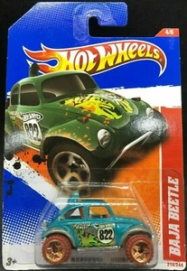 HOT WHEELS 2011 THRILL RACERS JUNGLE 4/6 TEAL GREEN BAJA BEETLE - Picture 1 of 1