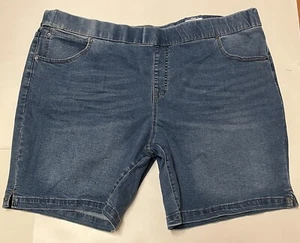 NEW size 4X Terra & Sky denim Bermuda shorts pull on blue 28W 30W medium wash - Picture 1 of 4