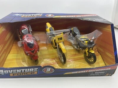 Adventure Force 3-Pack Die-Cast 2 Wheelers 1:18 Replica 4'' Motorcycles Toys KAW - Image 1 of 4